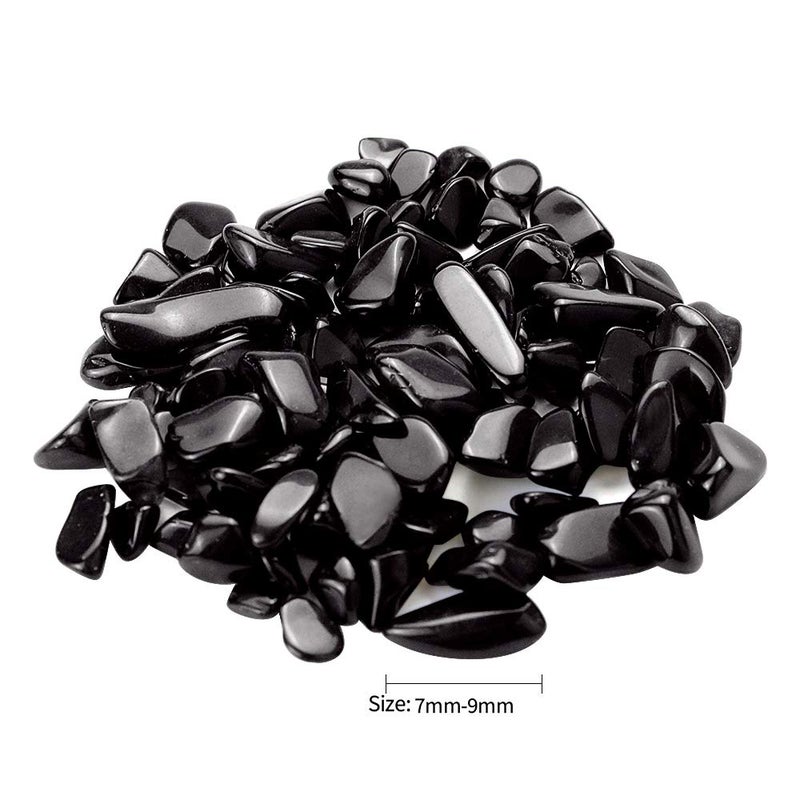 Twdrer 2lb/950g Small Natural Black Obsidian Tumbled Chips Crushed Stone Irregular Shaped Quartz Rock Healing Reiki Crystal Gemstone for Jewelry Making Garden Aquarium Vase Plant Decoration(Black) - Image 2